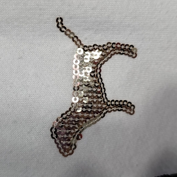 VS PINK - White and Gray Bling Hoodie with Metallic Detailing - Size Large - Picture 4 of 13